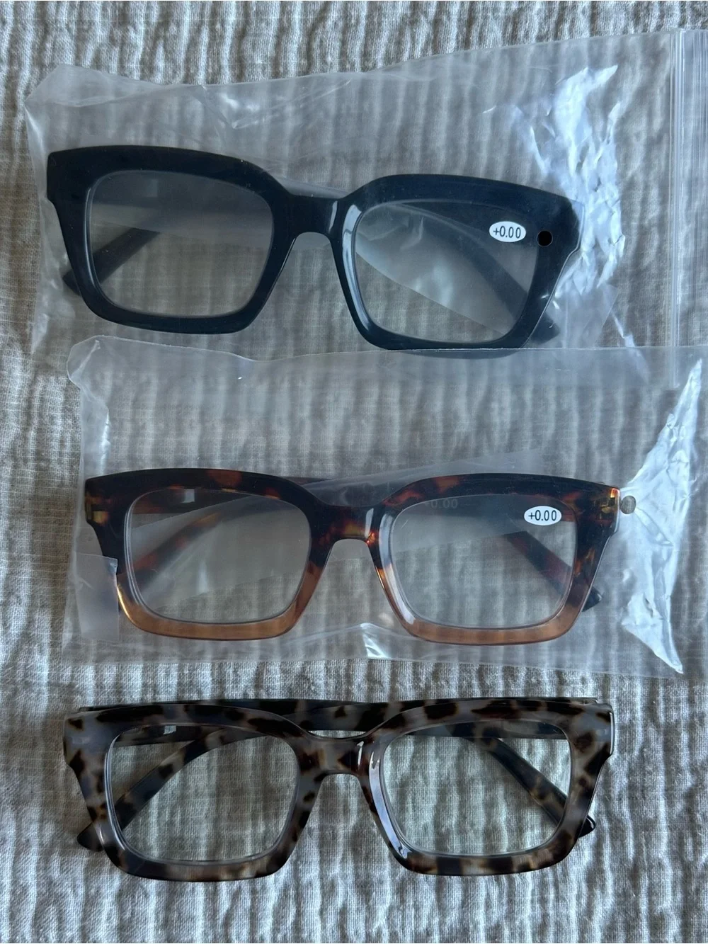 Blue Light Blocking Glasses 0.0X Set of 3 Tortoise Shell Black